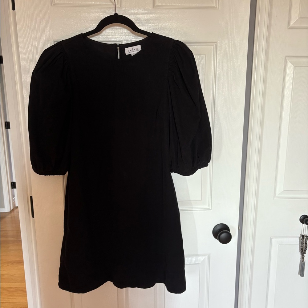 Velvet by Graham & Spencer Black Puff-Sleeve Mini Dress